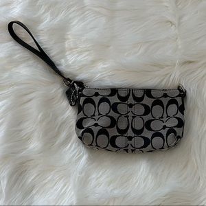 Coach Signature black and white wristlet